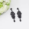 Long Black & Clear Crystal Earrings Set