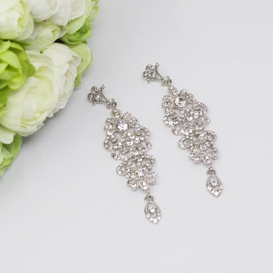 Long Clear Crystal Earrings -Belle de Soiree crystal earrings set
