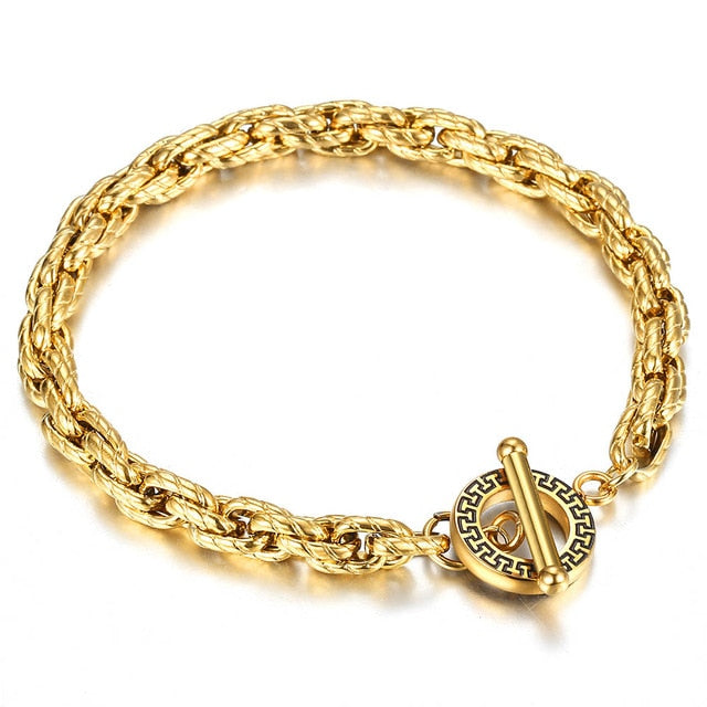 Luxury Gold Link Bracelet- BELLEDESOIREE 