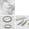 Adjustable Dazzling Silver Layer Bracelet + Silver Rhinestone Earrings + Crystal Hair Clip