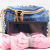 The Denim: Soft Braided Handbag  Be the belle de soiree with this fashionable, lightweight and splendid denim bag decorated with exquisite rhinestones , tassel and chain.Belledesoiree.com