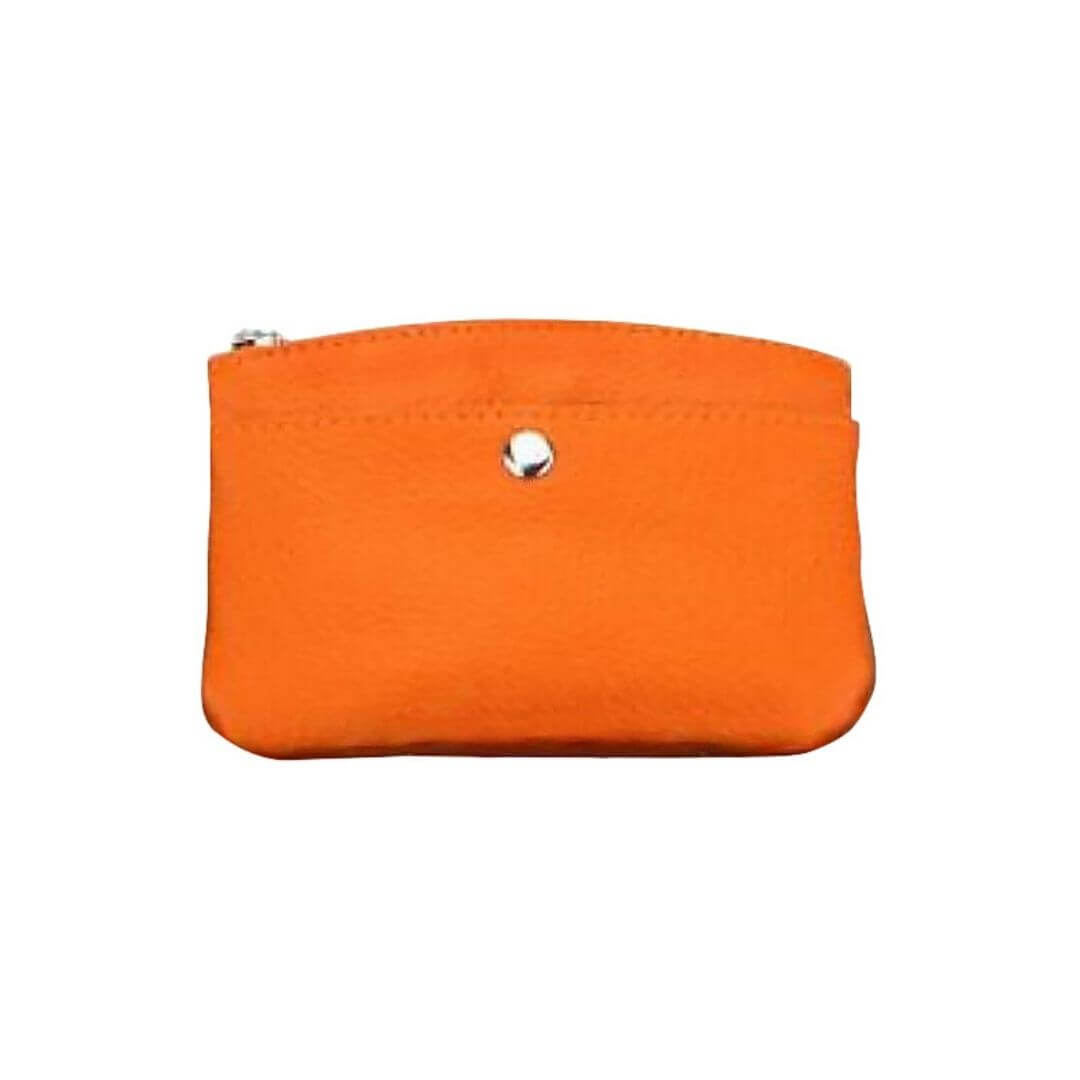 Orange Genuine Leather Purse shown on a white background-BELLE DE SOIREE ORANGE  genuine leather purse