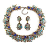 Vintage Blue Crystal Statement Jewellery Set Paula  -belledesoiree.com