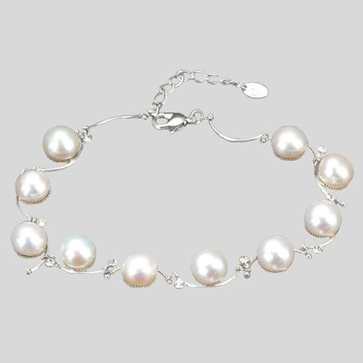 Pearl Crystal Silver Bracelet