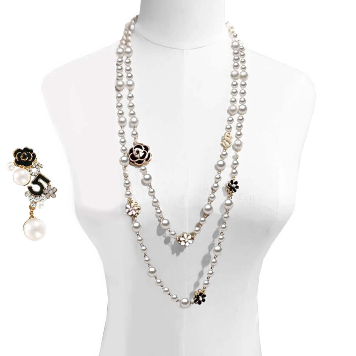 Pearl Earrings & Matching Pearl Necklace - BELLE DE SOIREE JEWELLERY SET Irina 