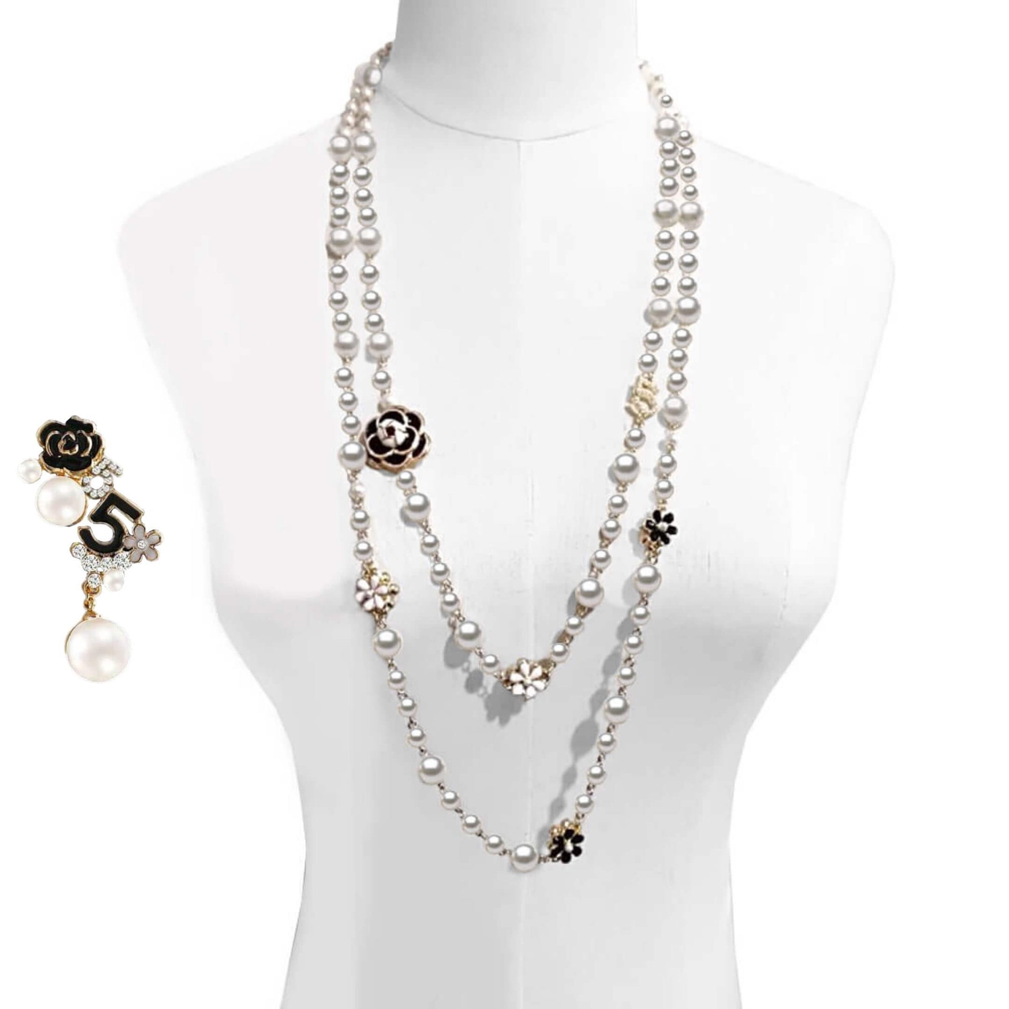 Pearl Earrings & Matching Pearl Necklace - BELLE DE SOIREE JEWELLERY SET Irina 