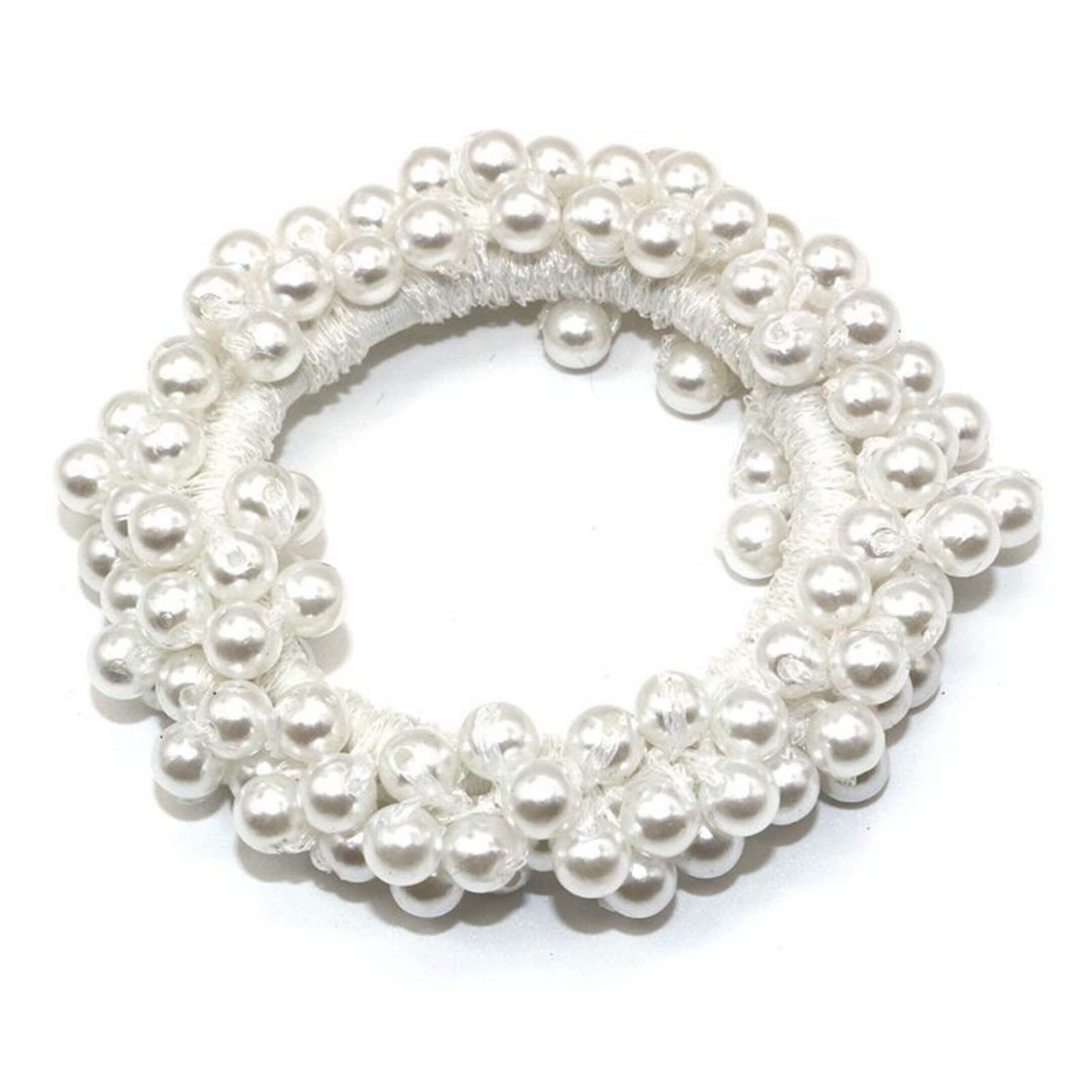 Pearly Hair Tie-Colour White-belledesoiree