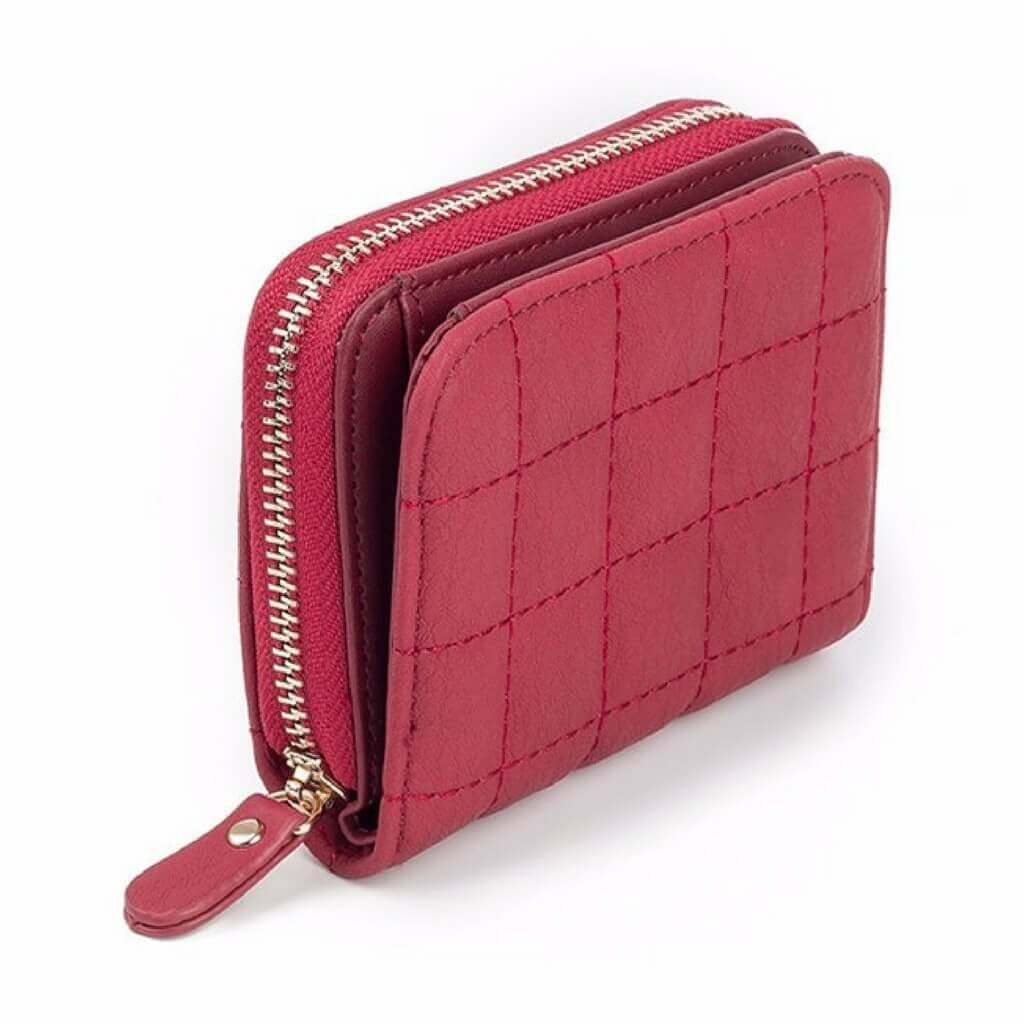 Card Holder Wallet Must Have- The red one is shown closed with a zipper- belledesoiree.com