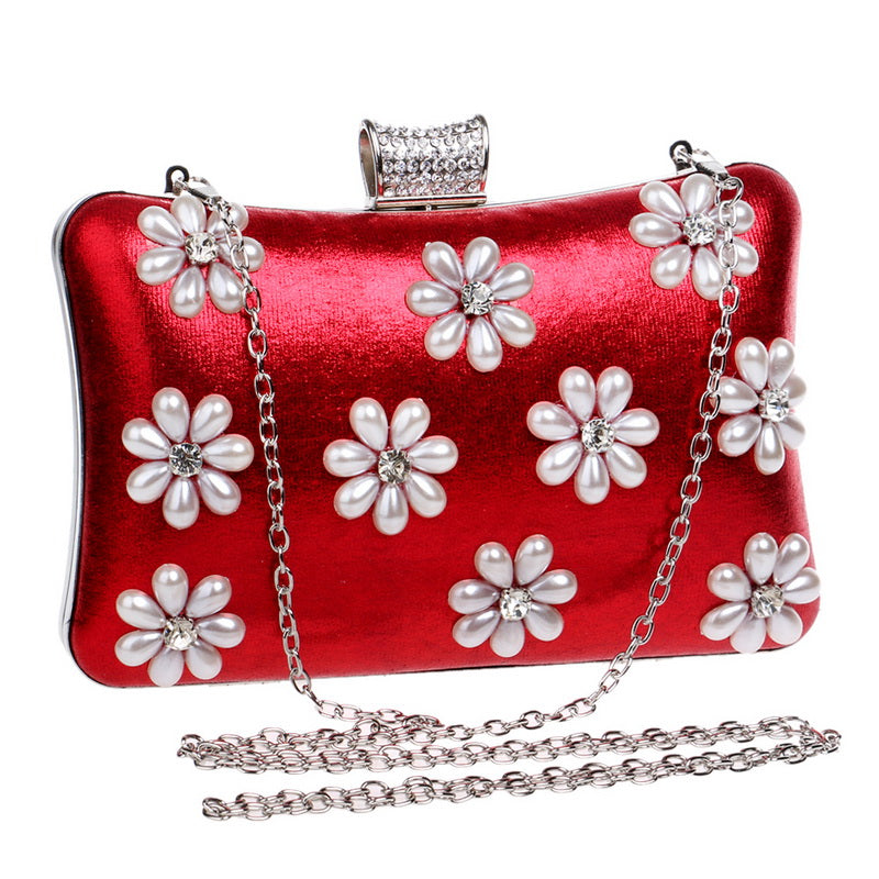 Red & pearls clutch Bag- belle de soiree red clutch Lili bag