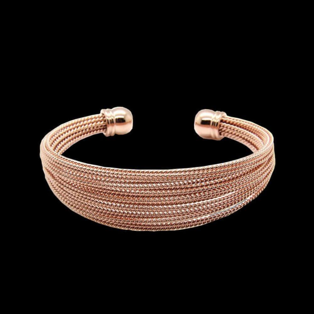 Rose Gold Colour Wire Bangle - belledesoiree.com
