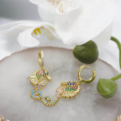 Colorful Gold Zircon Drop earrings Seaside