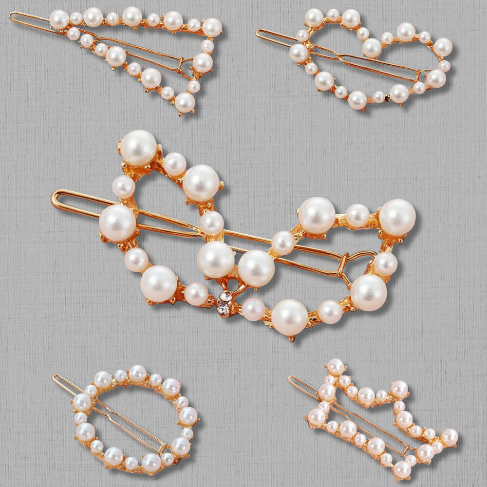 Shimmering Pearl Diamond Rhinestone Clip Sets-pearl clips