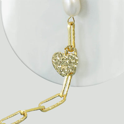 Shimmering Pearl Heart Sterling Charm Bracelet