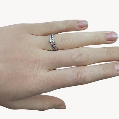 Shimmering Rows Double Sterling Silver Adjustable Ring