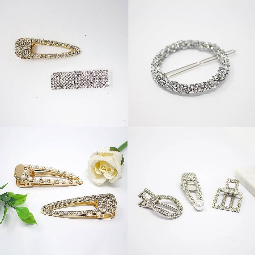 Shimmering Pearl Diamond Rhinestone Clip Sets-belledesoiree