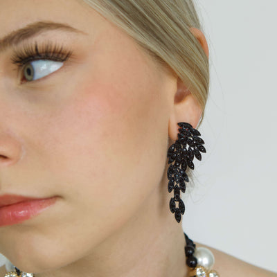 Silver & Black Rhinestone Earrings Julienne