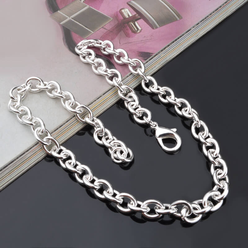 Classic Silver Chain SHOWN ON A GREY BACKGROUND- BELLE DE SOIREE