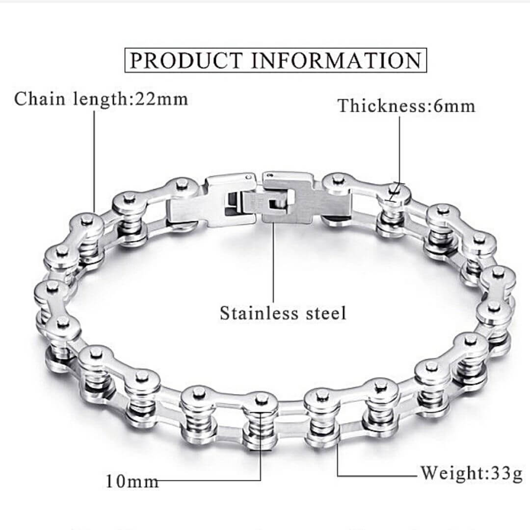 Silver Men Bracelet showing various information- BELLEDESOIREE