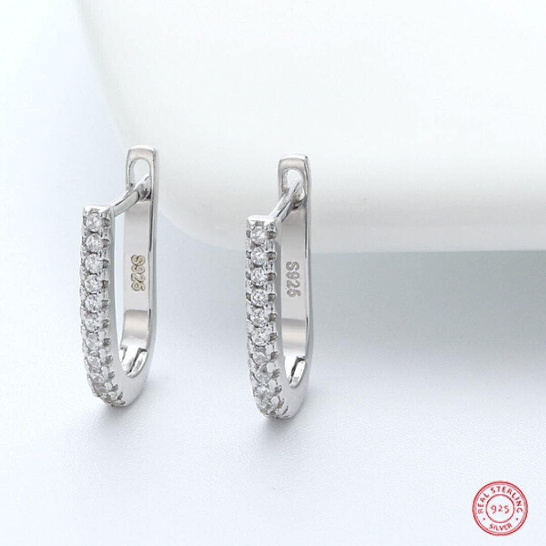Genuine silver Oval Hoop Earrings-BELLE DE SOIREE genuine silver small hoop earrings