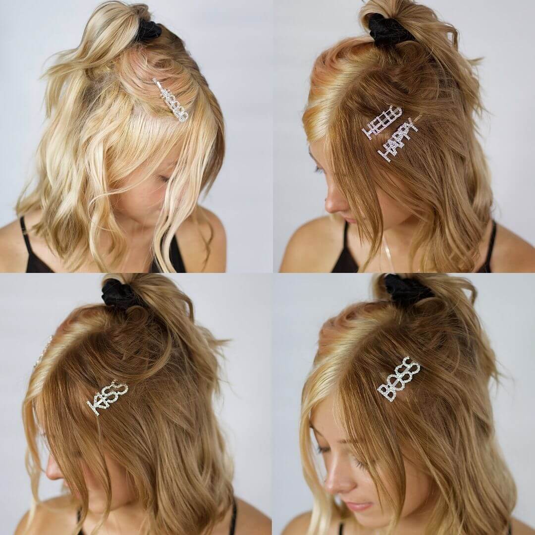 Statement Crystal Hair Grip shown on a model-BELLEDESOIREE