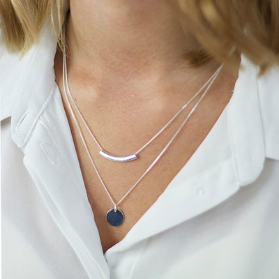 Sterling Silver double Choker Pendant Necklace