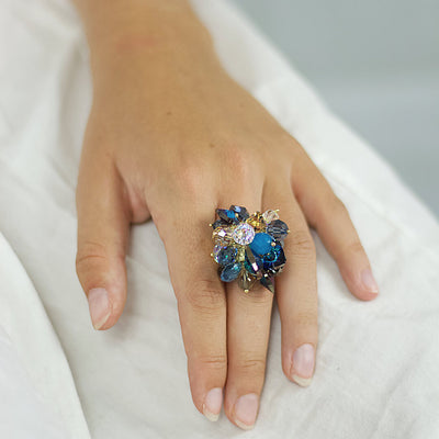 The Stellux - Crystal Water Drop Adjustable Ring