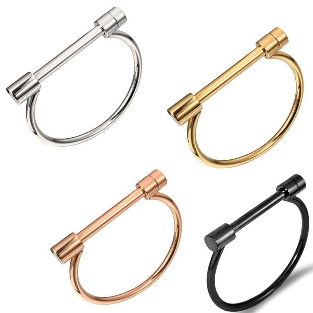 The Screw Bracelets showing the 4 colours-BELLE DE SOIREE the screw bracelet