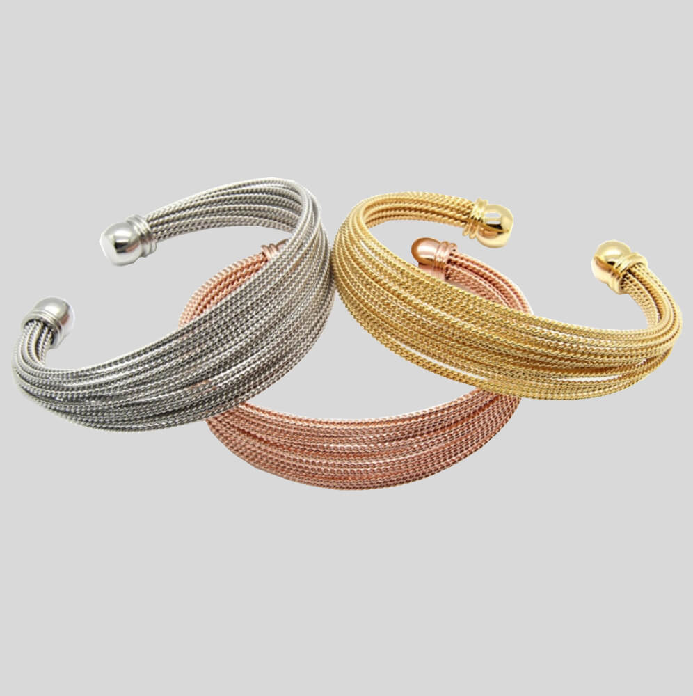  Three Colour Wire Bangles-BELLEDESOIREE
