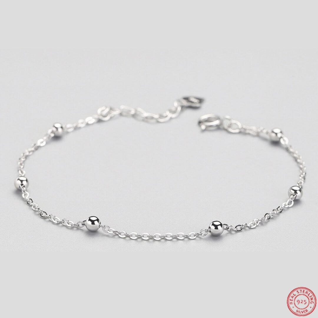 Timeless Sterling Silver Bead Chain Bracelet- BELLE DE SOIREE beaded silver bracelet
