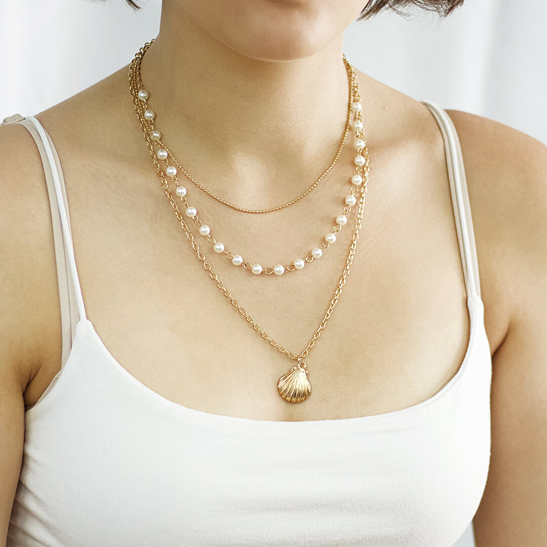 Vintage Gold Shell Choker Necklaces Touquet