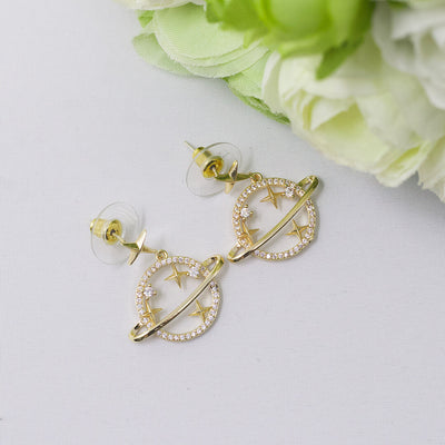 Trendy Crystal Gold Color Star Earrings