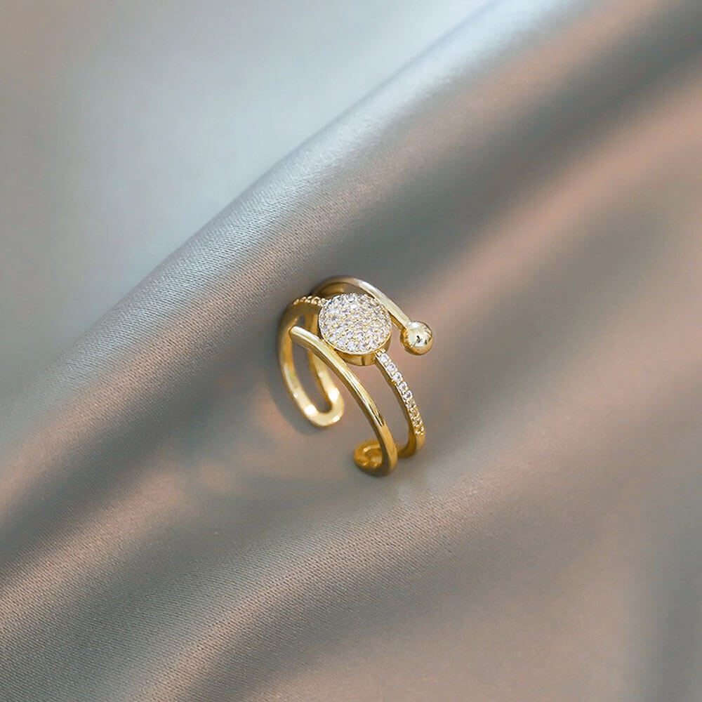 Vintage Sparkling Adjustable Gold Ring-belledesoiree