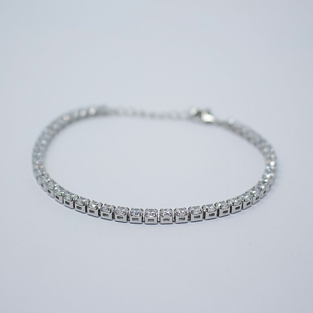 Silver Zirconia Bracelet- "The Precious" shown flat- BELLEDESOIREE