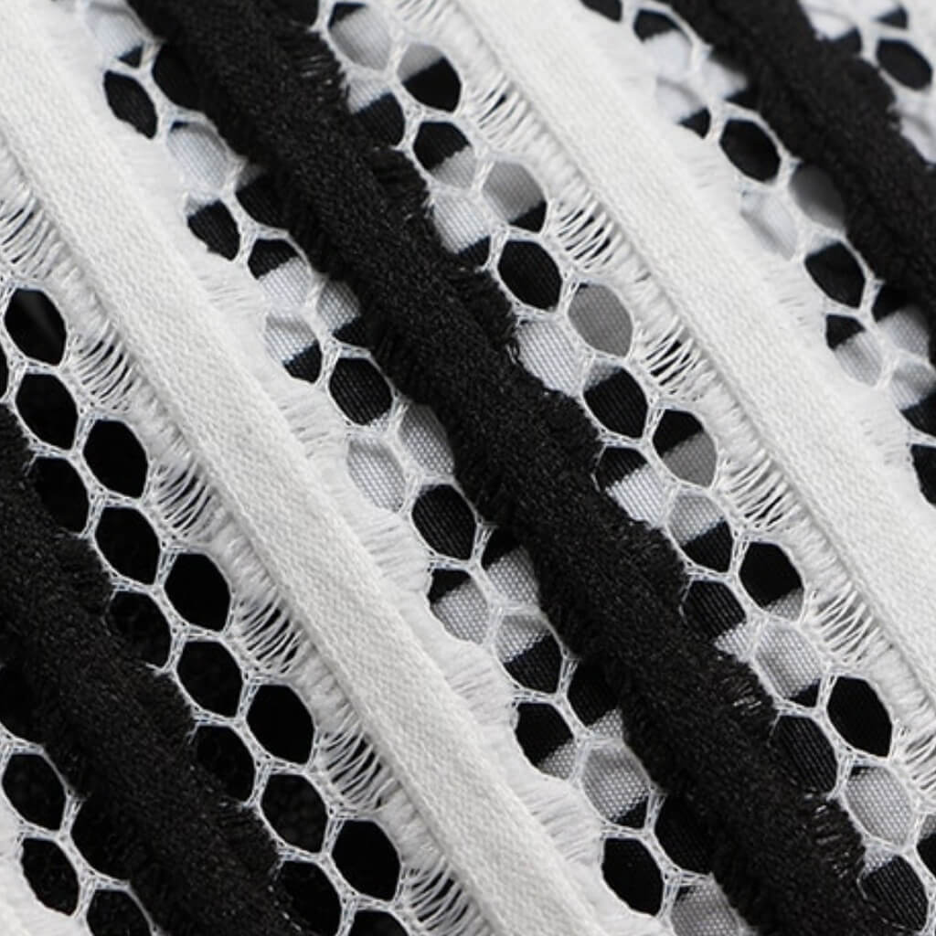 Patricia Casual Chic Mesh Black & White Dress -   belledesoiree.com