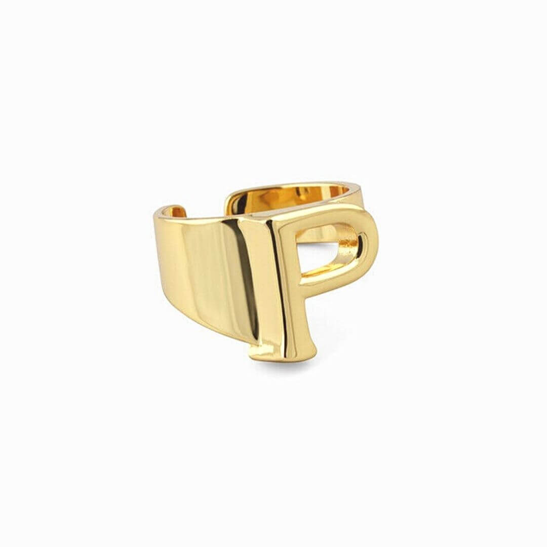 Gold Letter Adjustable Ring