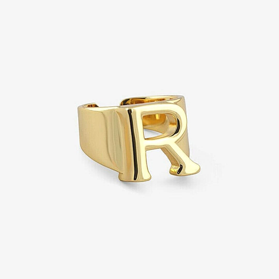 Gold Letter Adjustable Ring