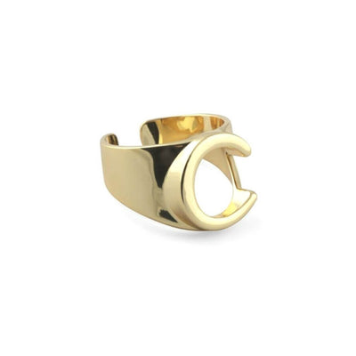 Gold Color Letter Adjustable Ring C