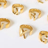 Gold Color Letter Adjustable Ring