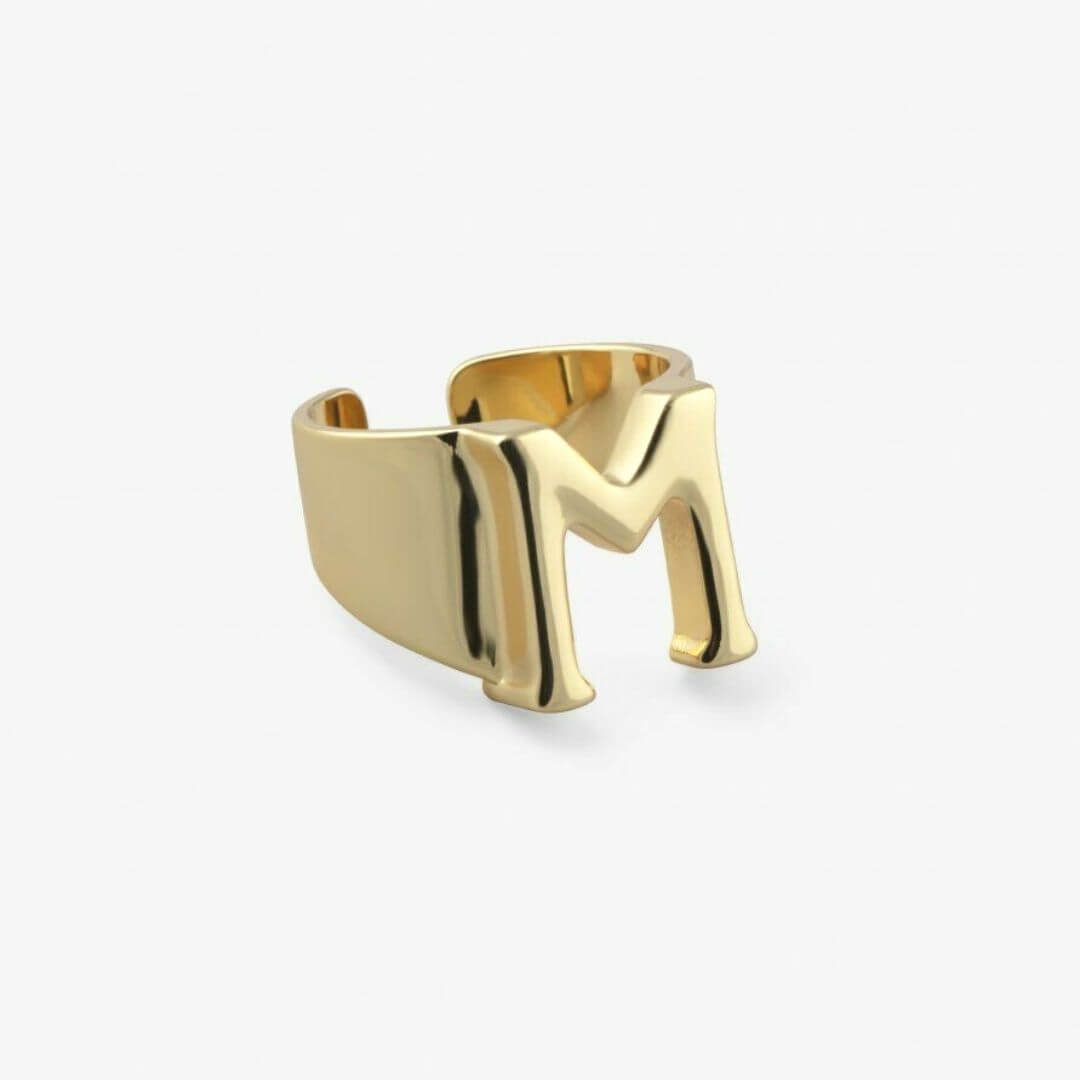 Gold Letter Adjustable Ring