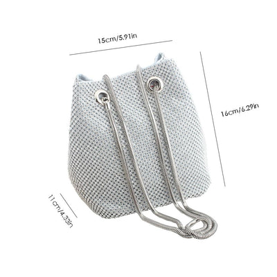 Rhinestone Clutch Bags-Silver